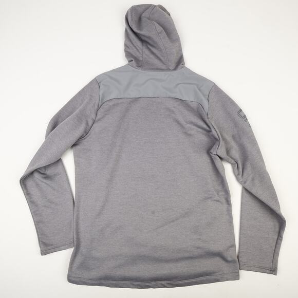 Under Armour Mens Large Gray Hoodie Neon Yellow Heat Gear Loose 1/4 Zip Shirt - Picture 3 of 12